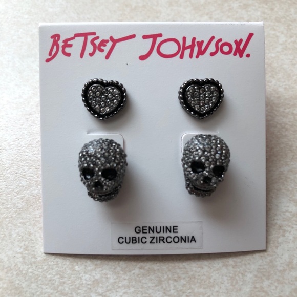 Betsey Johnson Jewelry - Betsey Johnson Skull and Heart Earring Bundle Betsey Johnson Jewelry - Betsey Johnson Skull and Heart Earring Bundle